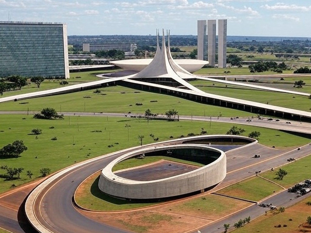 Vista panorâmica da Esplanada dos Ministérios em Brasília, representando fundos previdenciários do Iprev-DF atingindo R$ 6,3 bilhões.