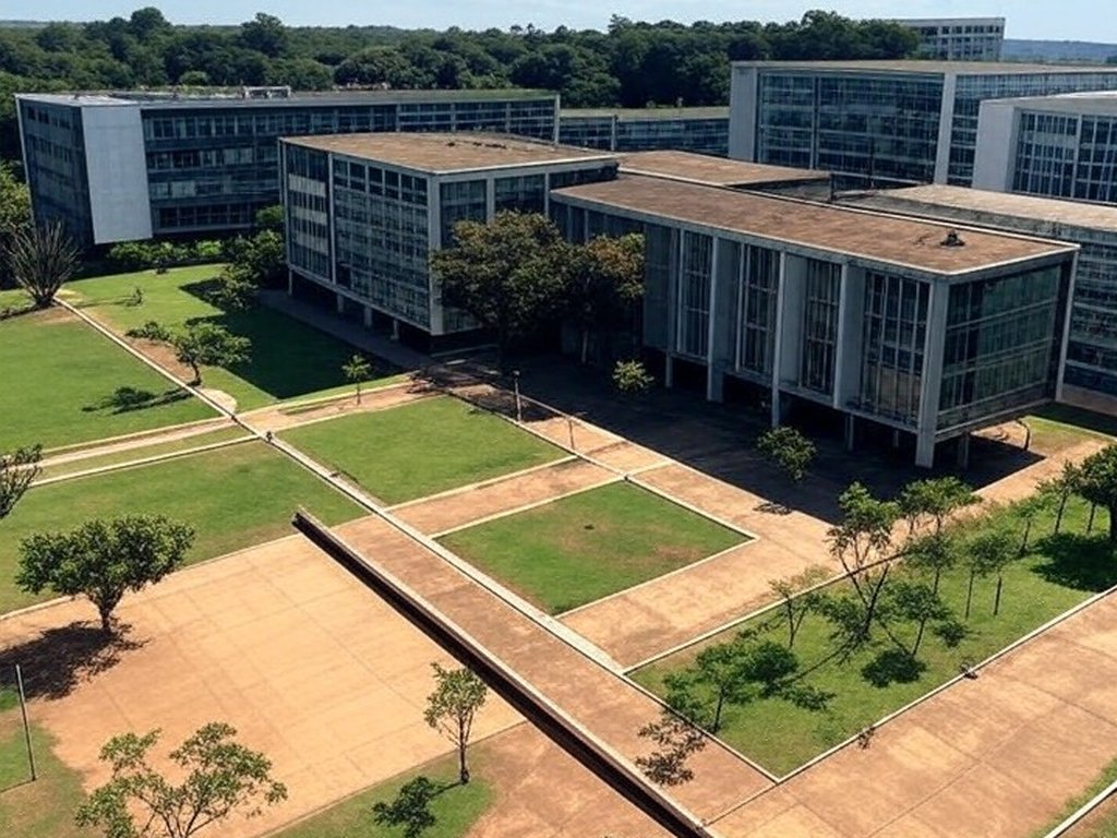 Campus da Universidade de Brasília com edifícios modernos, representando vagas para transferência e portadores de diploma.
