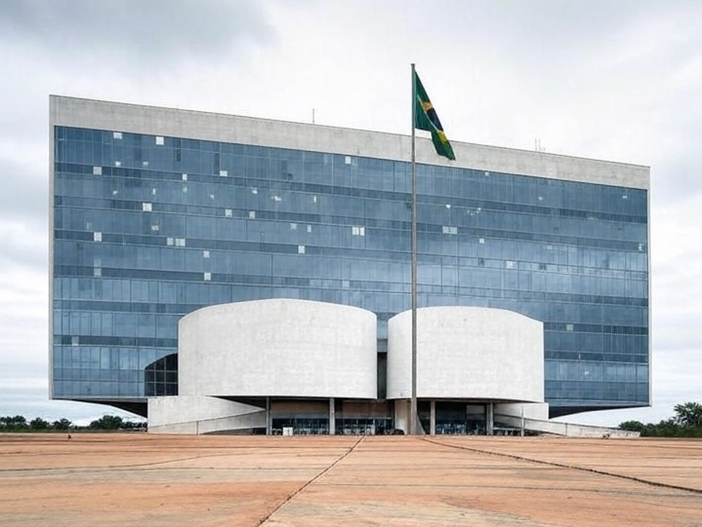 Edifício do TJDFT em Brasília com bandeira a meio mastro, simbolizando luto pela morte de desembargador.