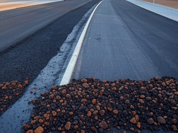 Obras de pavimentação e ciclovias em rua de Ceilândia, com asfalto fresco e faixas demarcadas, em ambiente urbano de Brasília.