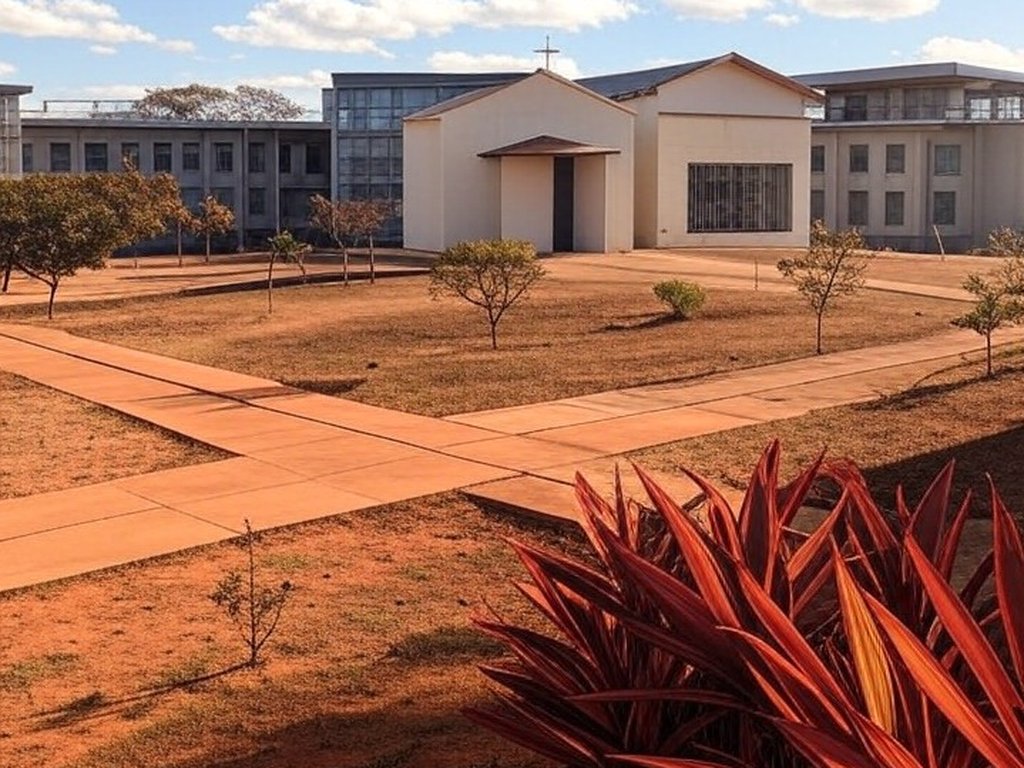 Imagem de prisão em Brasília com capela religiosa, representando pedido de assistência espiritual.