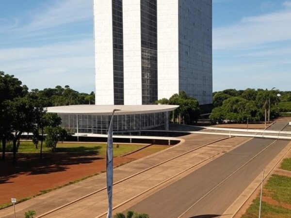 Edifício governamental em Brasília simbolizando parceria Sejus-DF e OSC Transforme para prevenção a drogas no Distrito Federal.