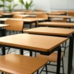 Sala de aula vazia em escola de Brasília, representando projeto Estudamente do Sesc-DF contra ansiedade e estresse em estudantes.