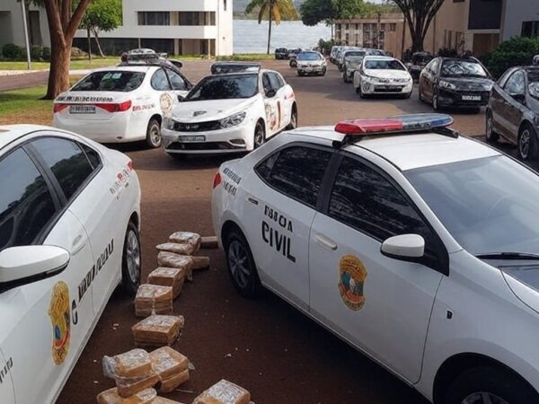 Viaturas da PCDF em operação contra tráfico de drogas no Lago Norte e Asa Norte, Brasília.