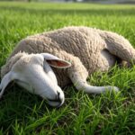 Ovelha morta no gramado do Taguaparque, em Brasília, após ser filmada correndo no Túnel Rei Pelé.