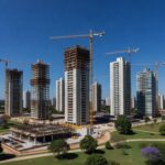 Empreendimento Reserva do Parque no DF com edifícios residenciais em construção, áreas verdes e investimentos de R$ 1 bilhão.