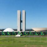 Vista do Congresso Nacional em Brasília, simbolizando união política da centro-direita no DF e apoio a candidatura ao Senado.