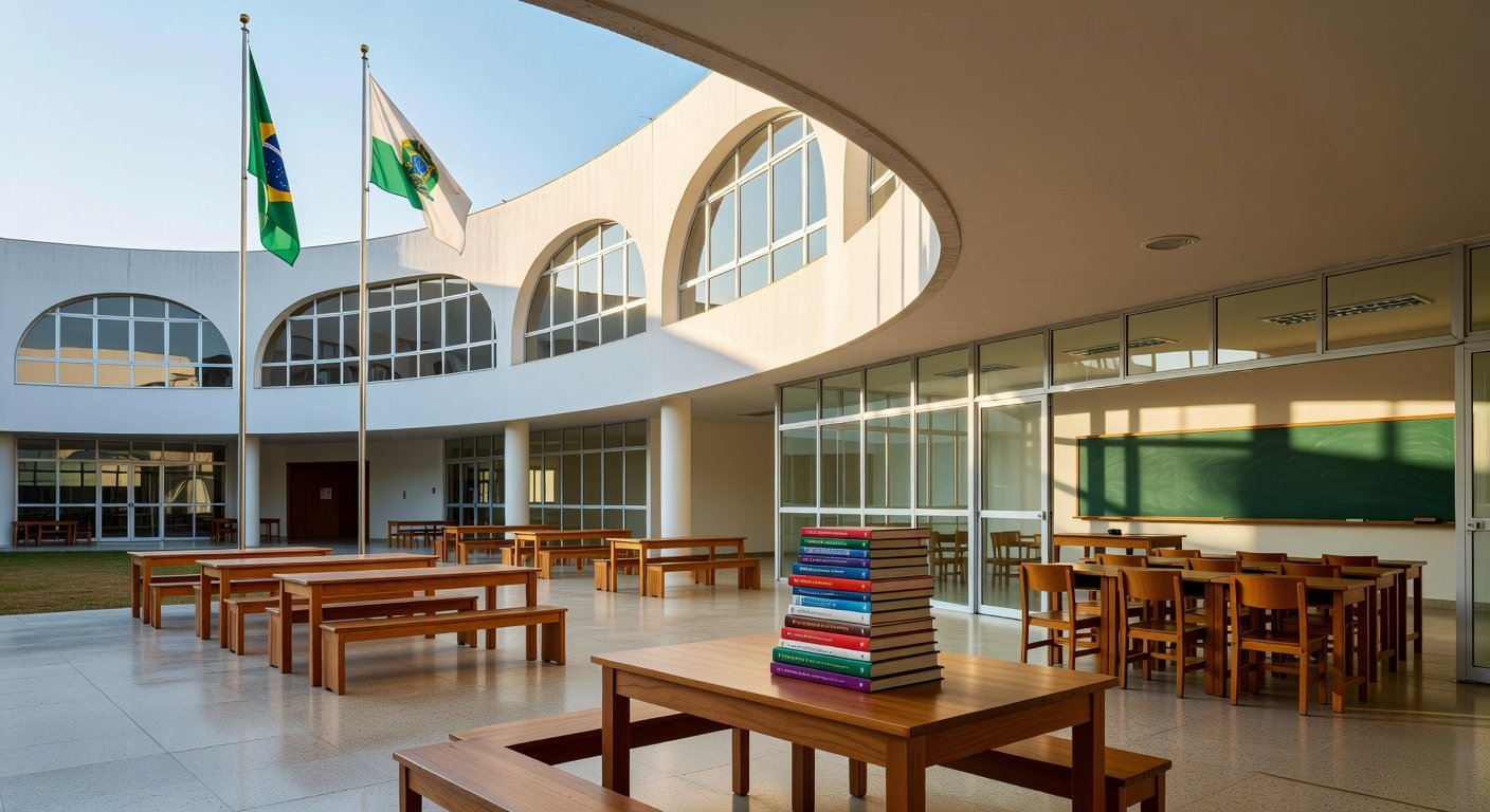 Escola pública em Brasília simbolizando liderança feminina na educação do DF.