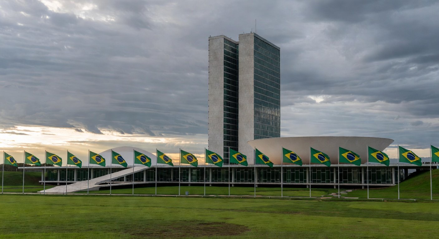Edifício do Congresso Nacional em Brasília, representando aprovação de lei que tipifica vicaricídio com pena de 20 a 40 anos de prisão.