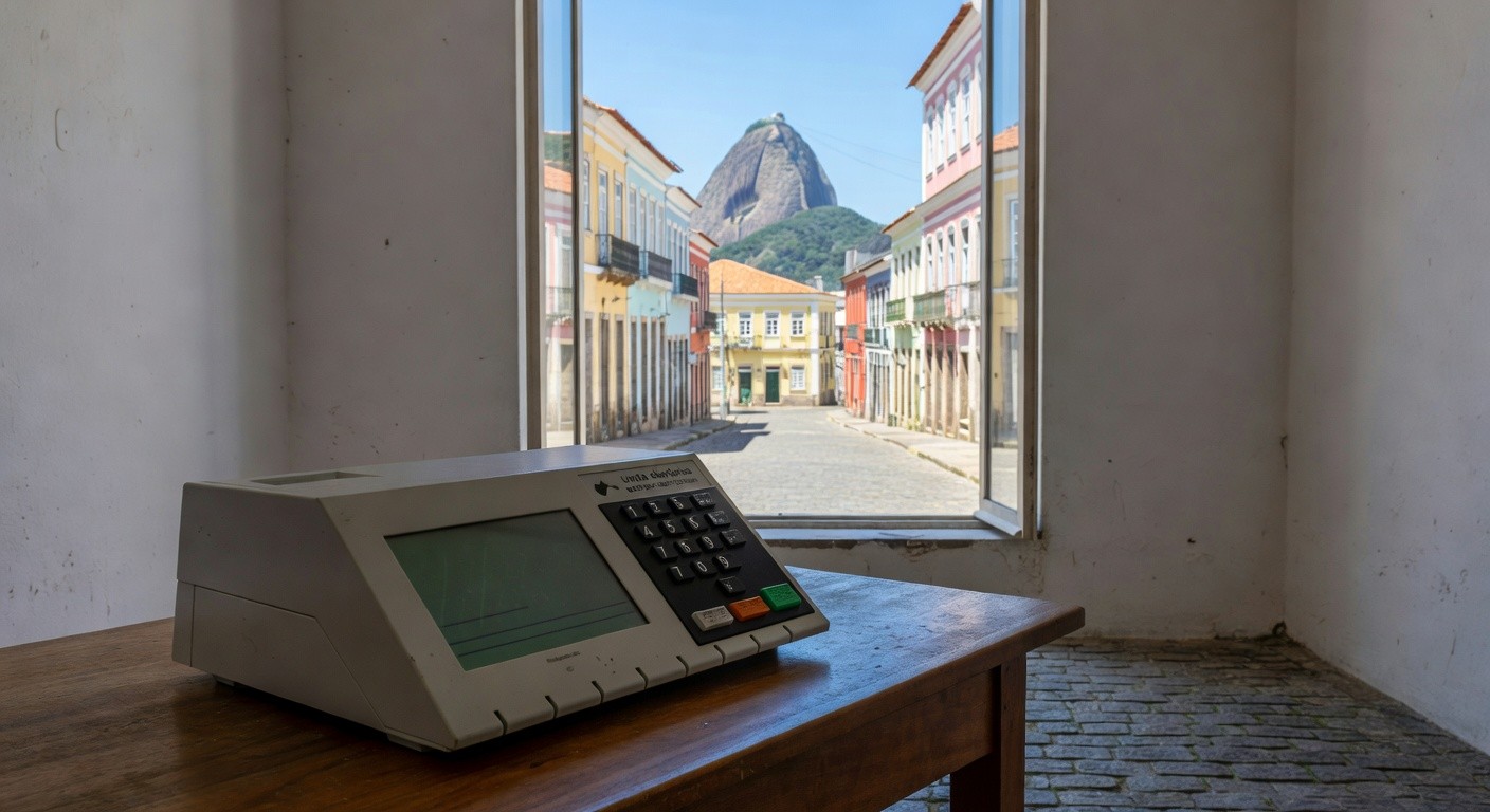 Urna eletrônica em seção eleitoral no Rio de Janeiro, representando eleições diretas para mandato tampão defendidas pela PGR.