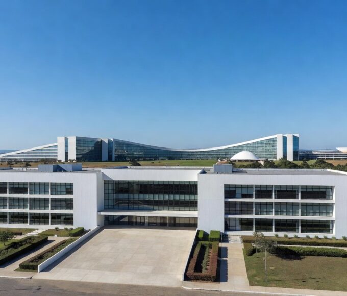 Hospital moderno em Brasília, representando estimativa de casos de câncer no DF pelo Inca.