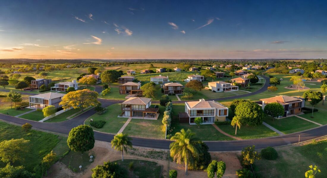 Vista do bairro Park Way em Brasília, com casas e áreas verdes, representando debate sobre mudanças na LUOS.