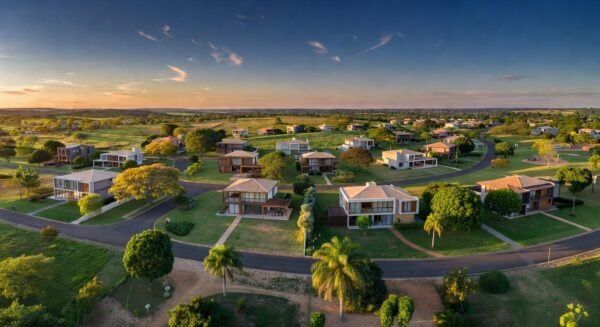 Vista do bairro Park Way em Brasília, com casas e áreas verdes, representando debate sobre mudanças na LUOS.