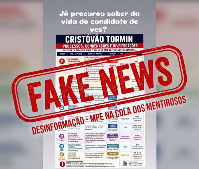 Ministério Público Eleitoral pede multas diárias para perfis que mentem sobre Cristóvão Tormin